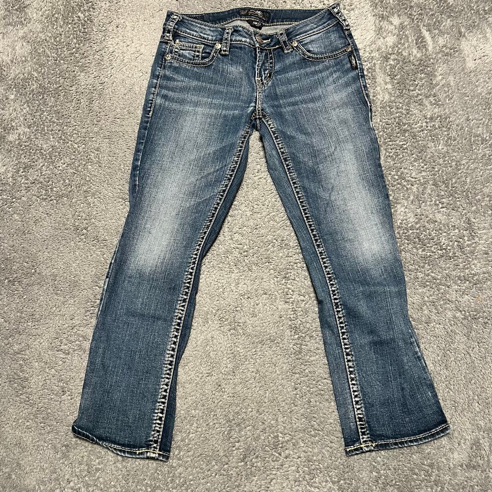 Silver Jeans Womens 27 (29x25) Aiko Capri Straight Blue Denim Pants Western